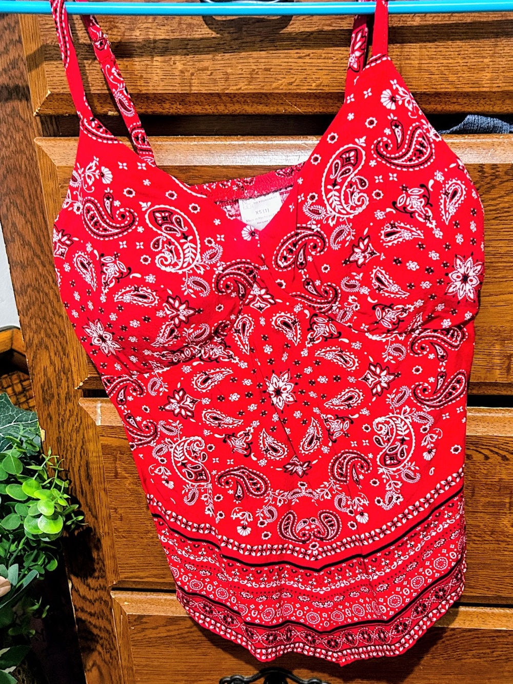 No Boundaries Red Paisley Print Tank Top